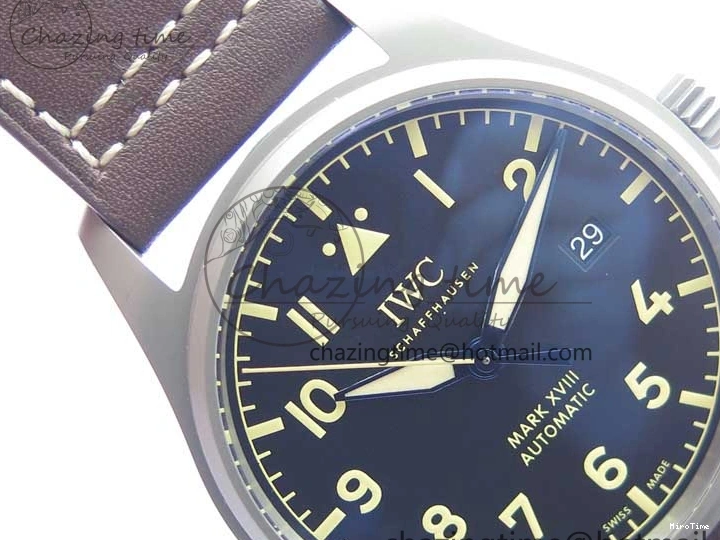 MIROTIME 0323 Mark XVIII IW327006 Titanium V7F 1:1 Best Edition Black Dial on Brown Leather Strap A Attractive 7080